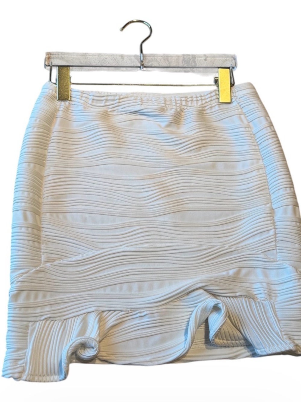 Opening Ceremony White Wave-Texture Ruffle Hem Skort